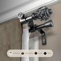 Kd Encimera 0.625 in. Aria Double Curtain Rod with 48 to 84 in. Extension, Black KD3733794